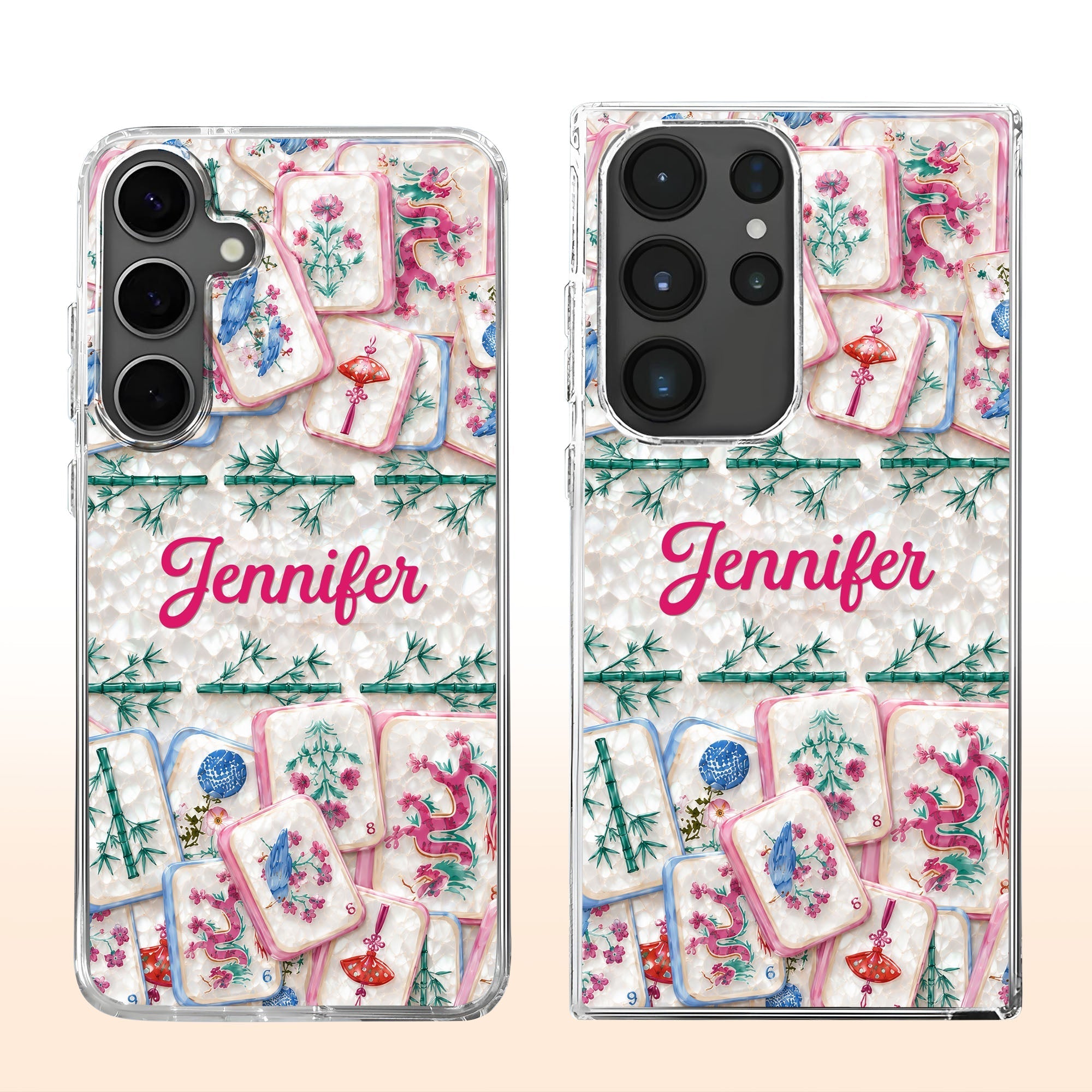 Personalized Clear Phone Case Custom Name Mahjong Gift for Besties
