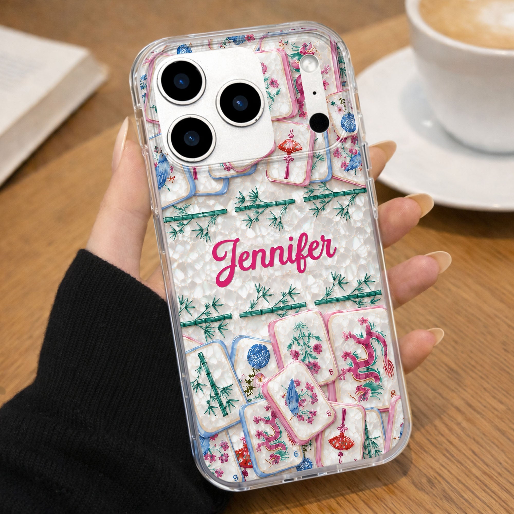 Personalized Clear Phone Case Custom Name Mahjong Gift for Besties