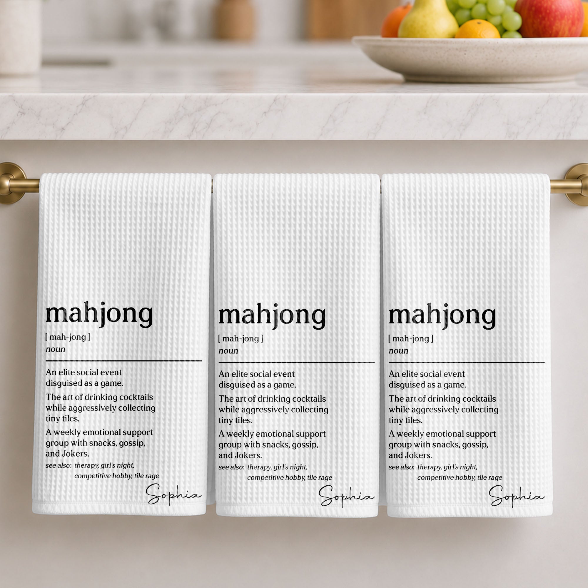 Custom Mahjong Kitchen Towel Gift for Game Night Lovers