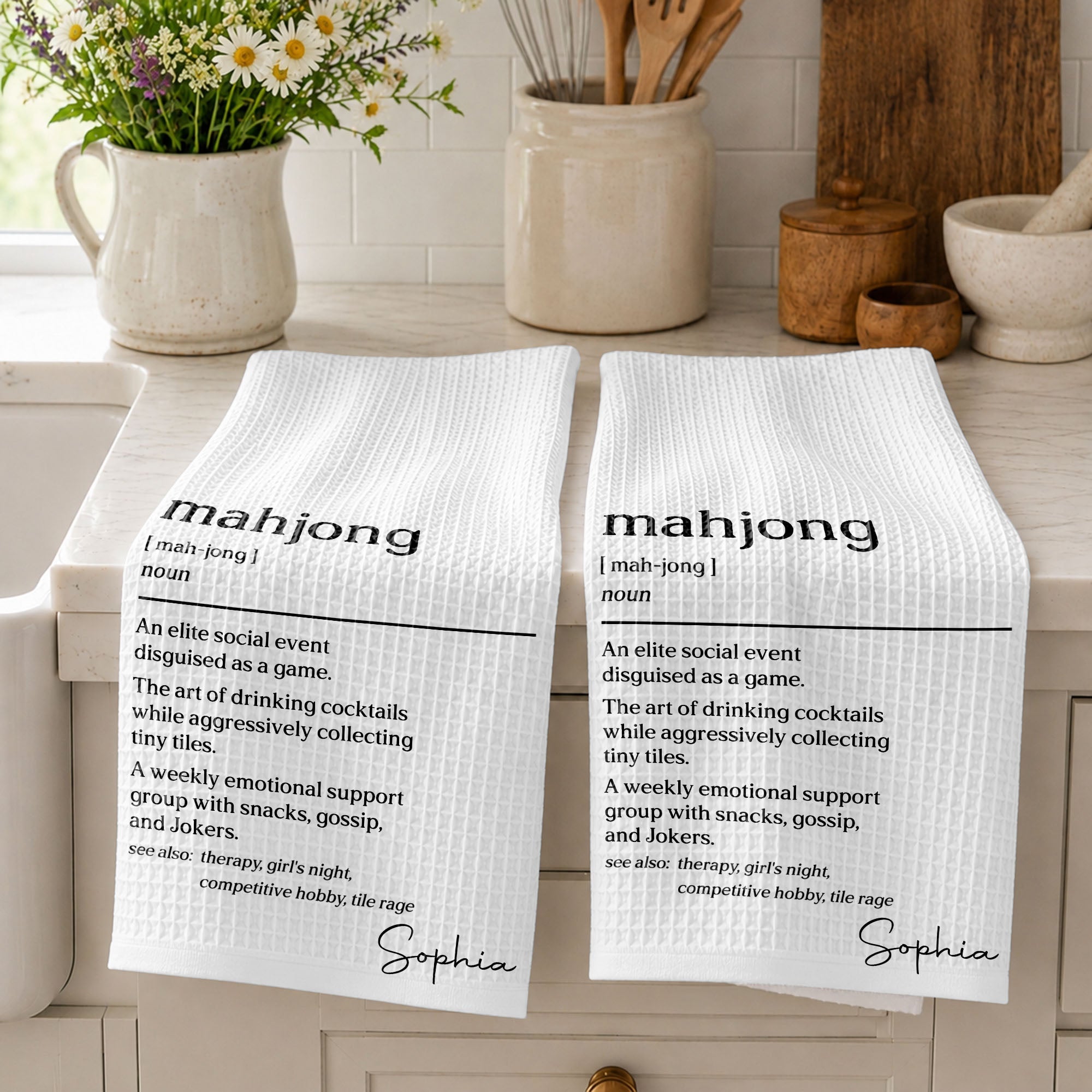 Custom Mahjong Kitchen Towel Gift for Game Night Lovers