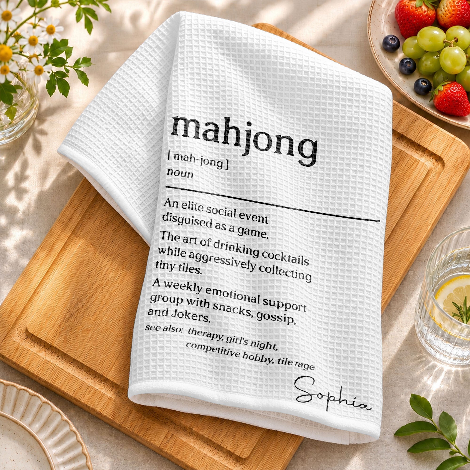 Custom Mahjong Kitchen Towel Gift for Game Night Lovers