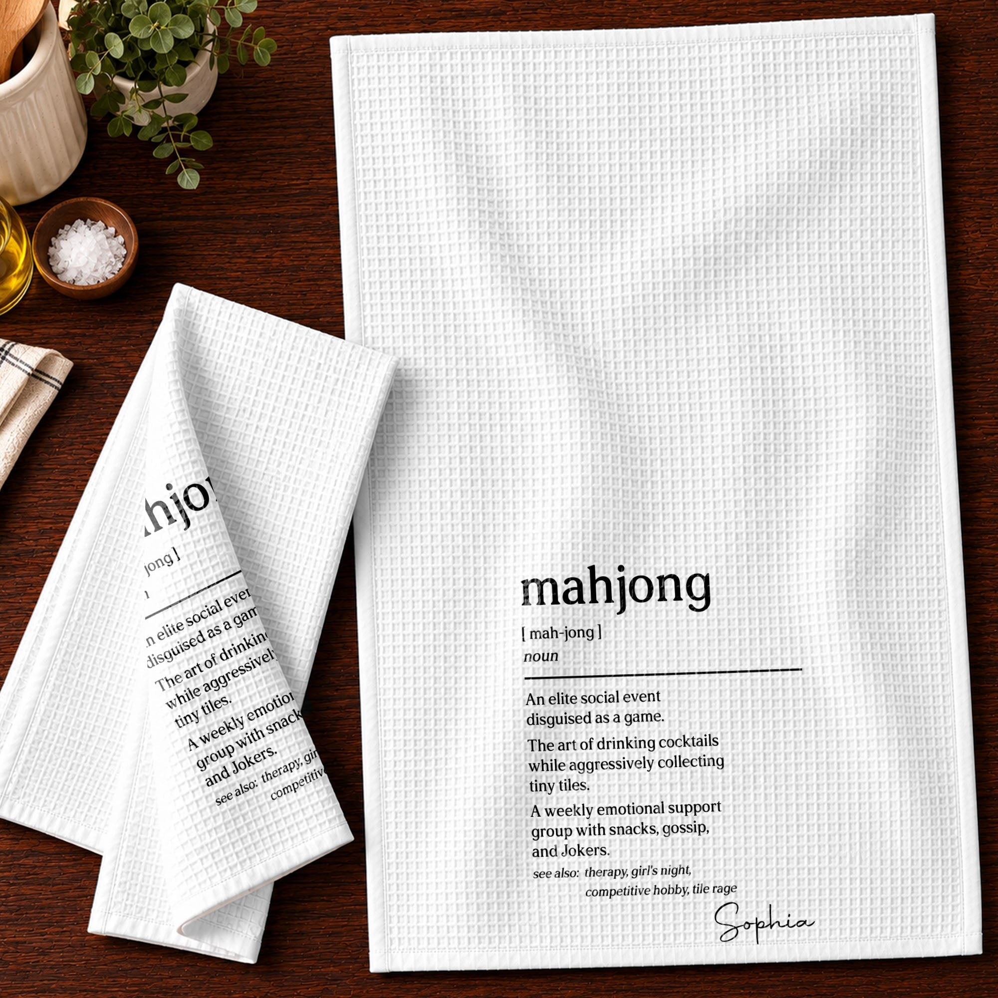 Custom Mahjong Kitchen Towel Gift for Game Night Lovers