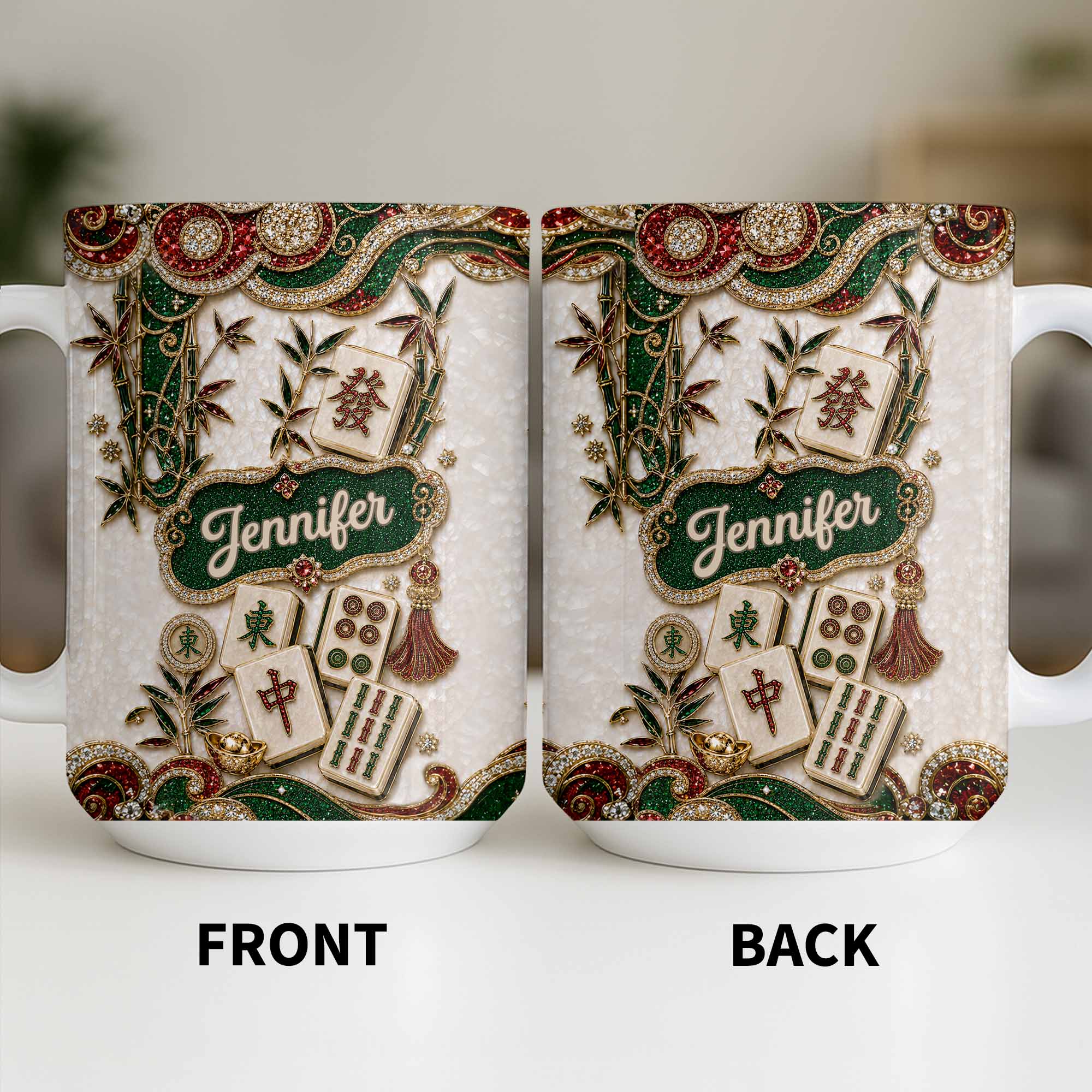 Personalized Mahjong Tile Coffee Mug Custom Name Gift for Mom
