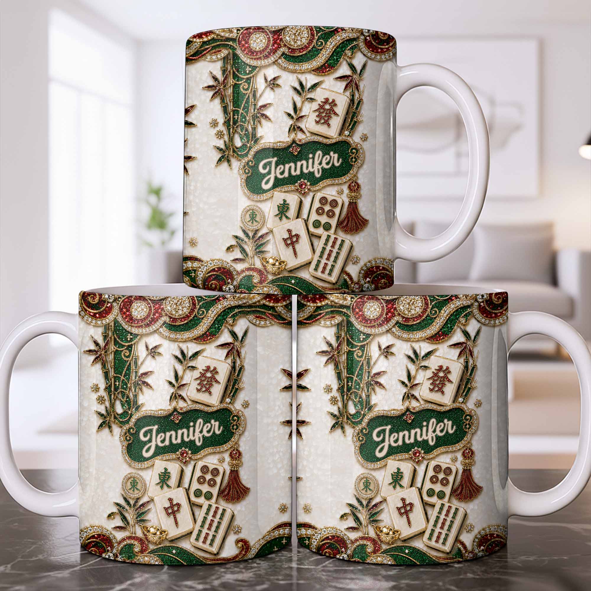 Personalized Mahjong Tile Coffee Mug Custom Name Gift for Mom