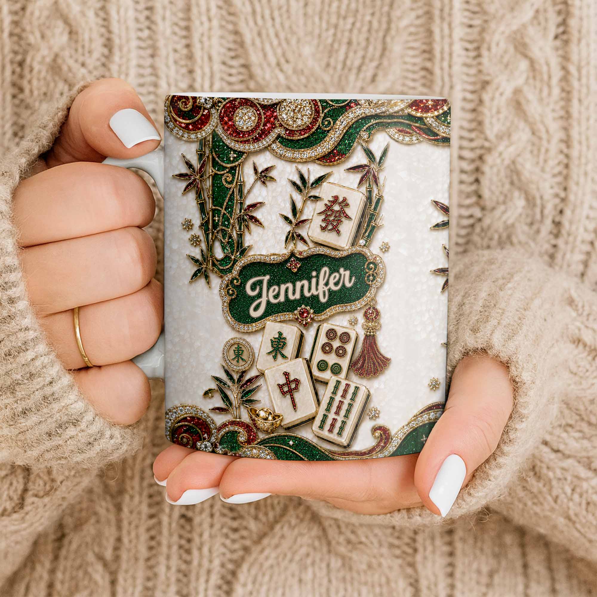 Personalized Mahjong Tile Coffee Mug Custom Name Gift for Mom
