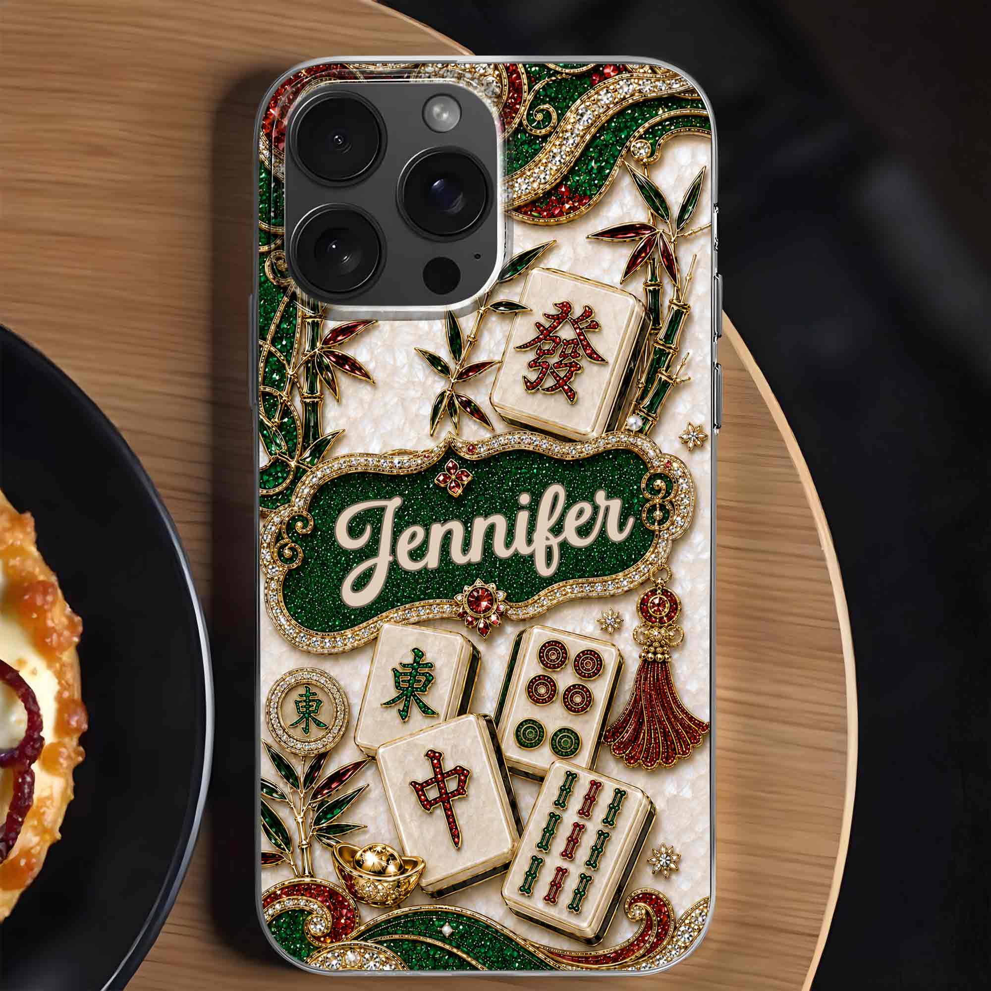 Personalized Mahjong Tile Clear Phone Case Custom Name Gift