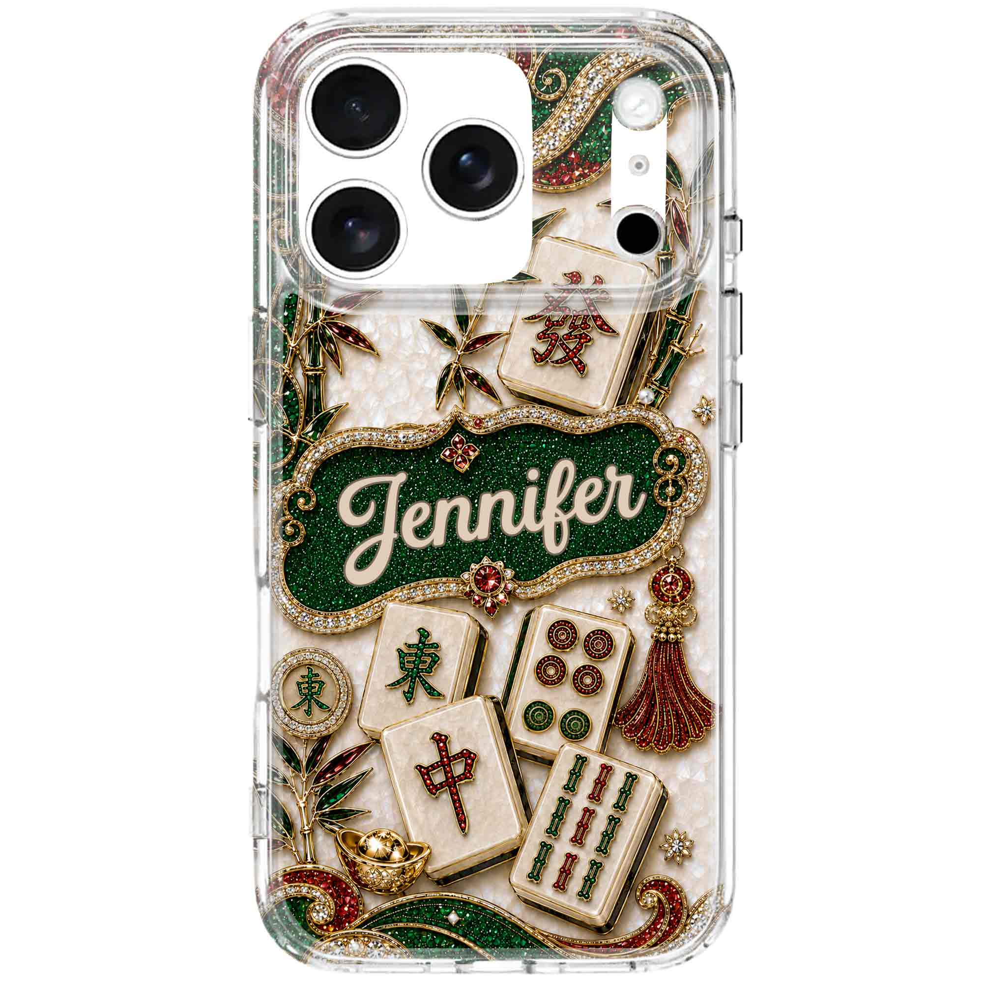 Personalized Mahjong Tile Clear Phone Case Custom Name Gift