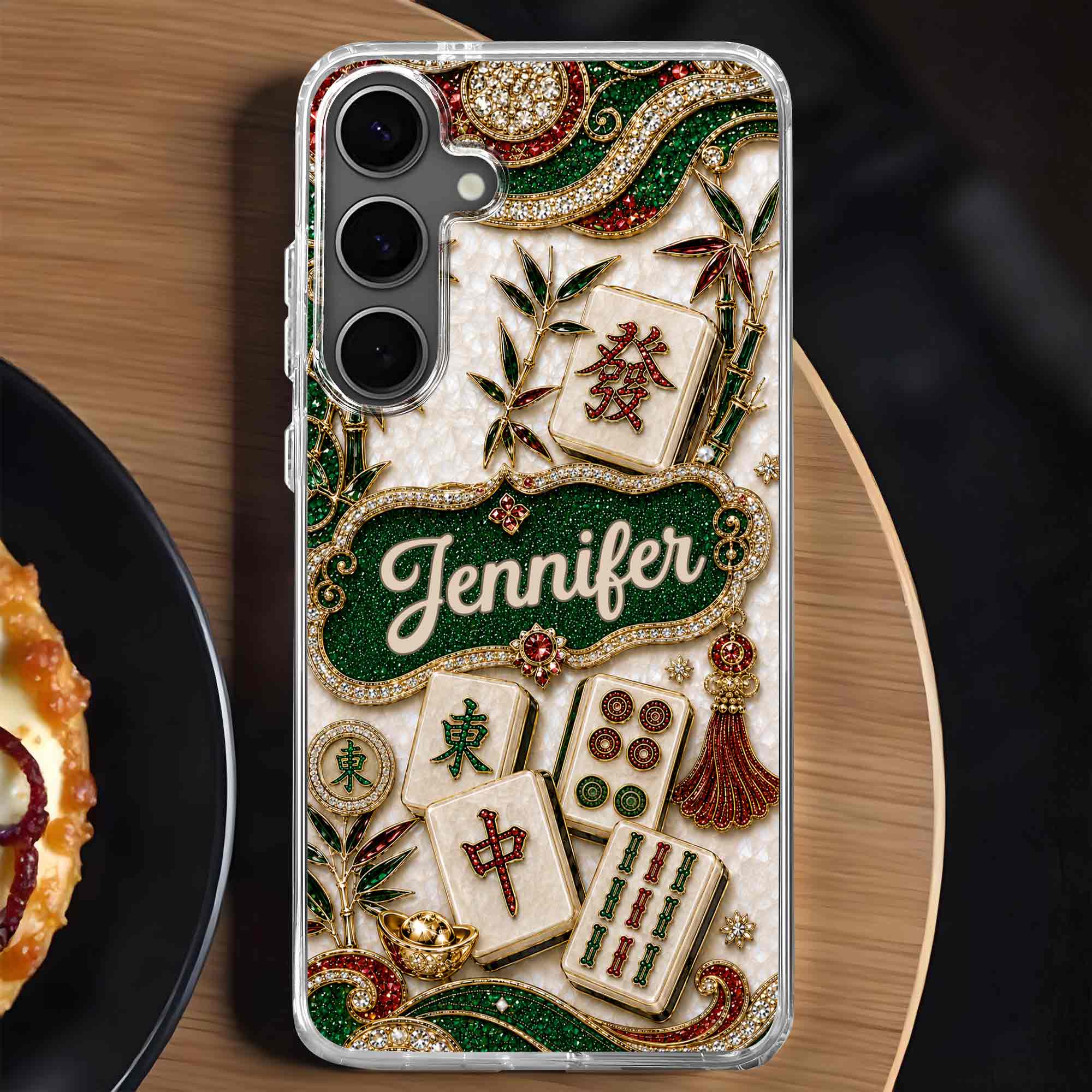 Personalized Mahjong Tile Clear Phone Case Custom Name Gift