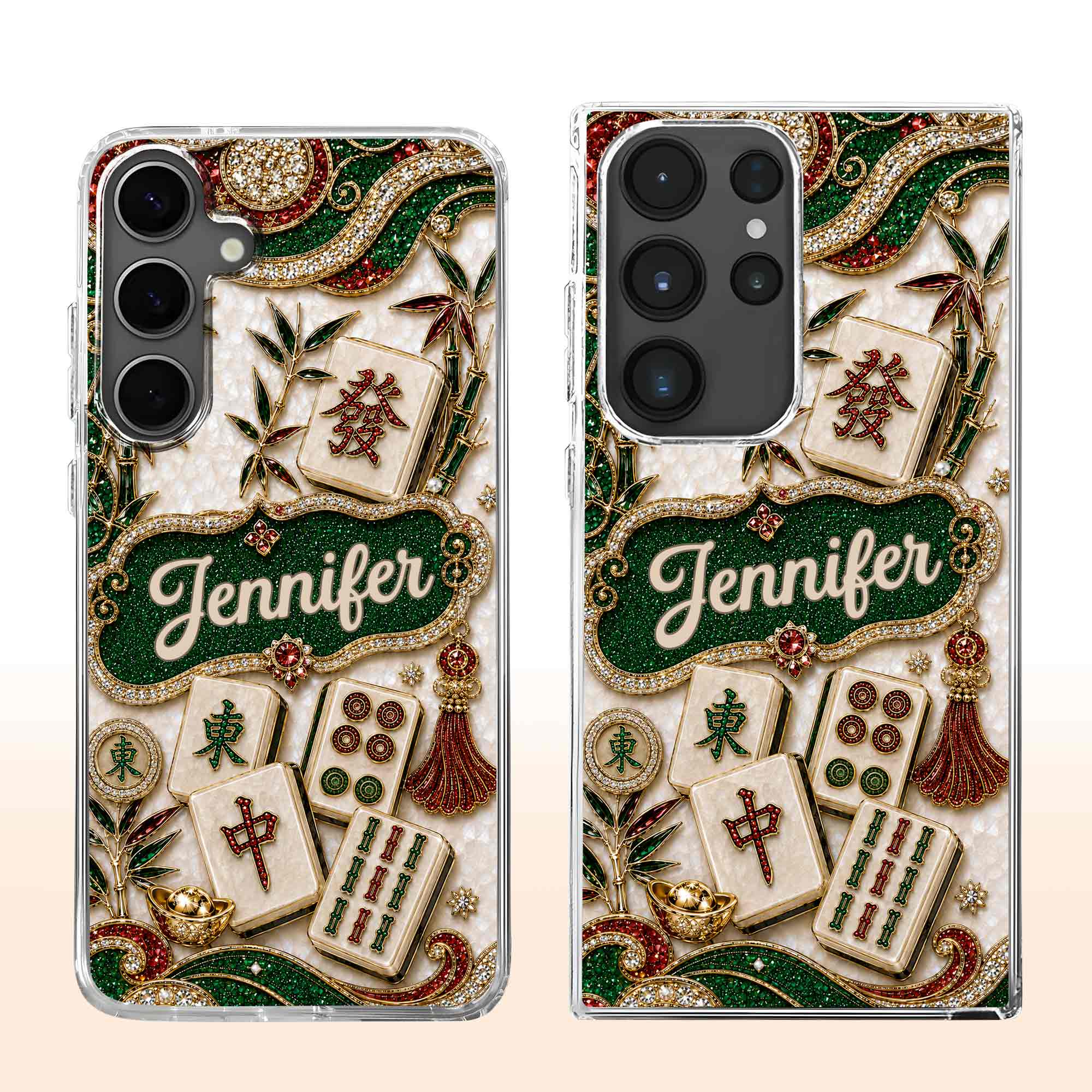Personalized Mahjong Tile Clear Phone Case Custom Name Gift