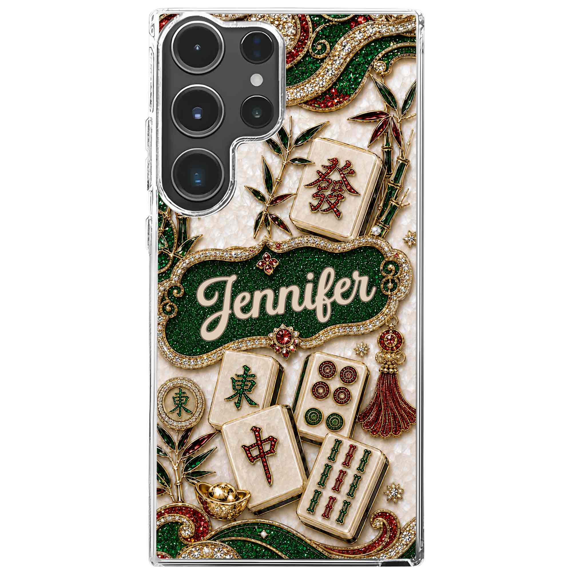 Personalized Mahjong Tile Clear Phone Case Custom Name Gift