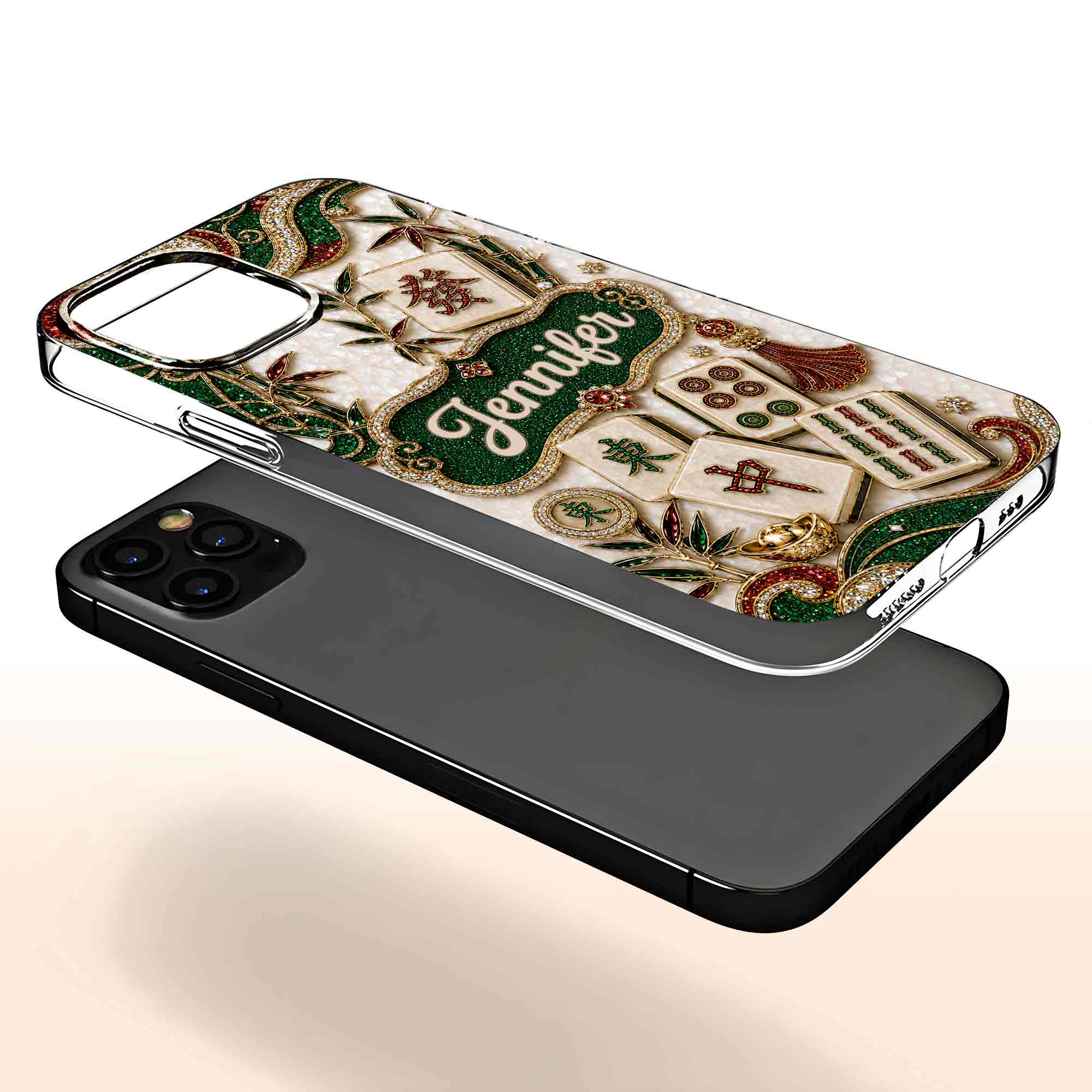 Personalized Mahjong Tile Clear Phone Case Custom Name Gift