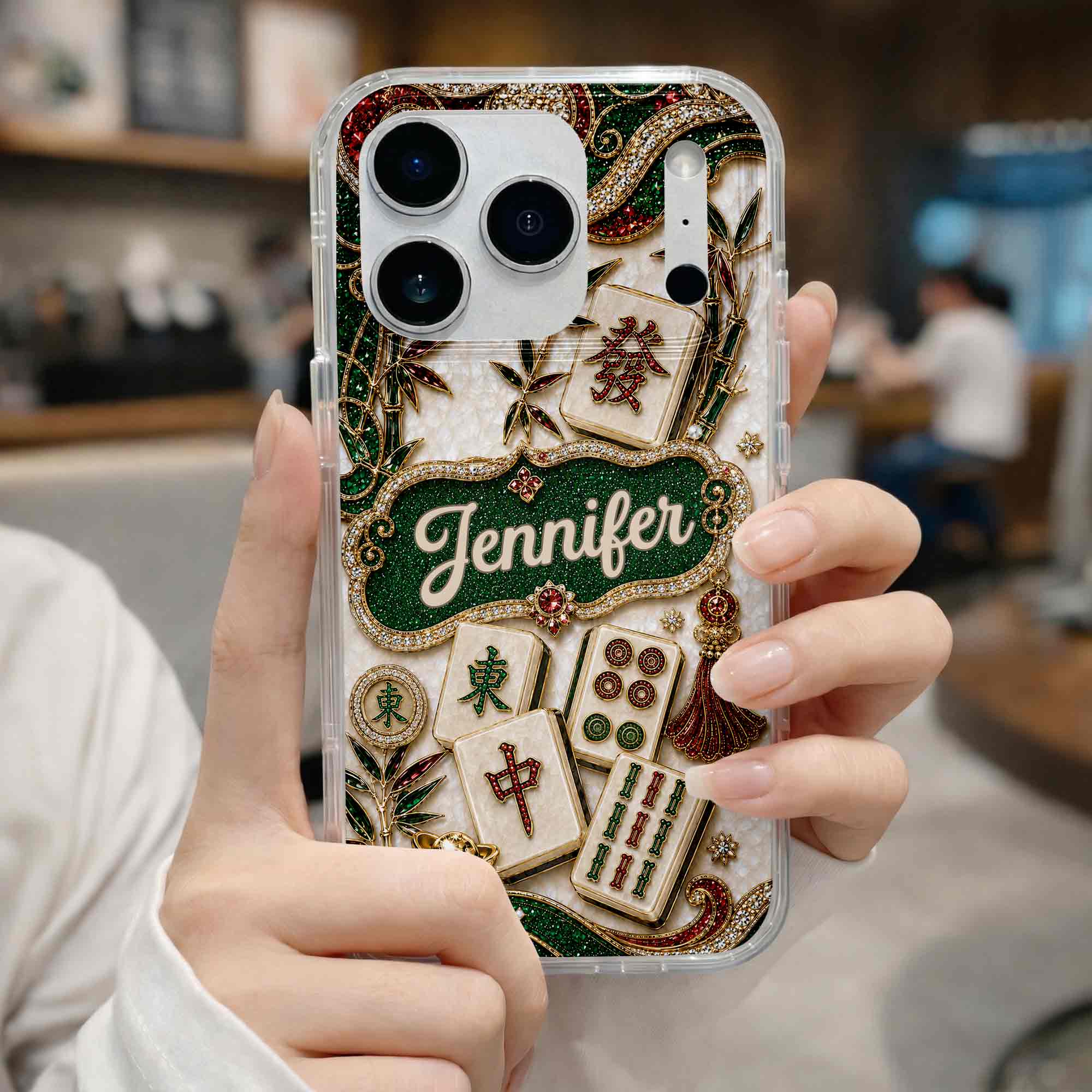 Personalized Mahjong Tile Clear Phone Case Custom Name Gift