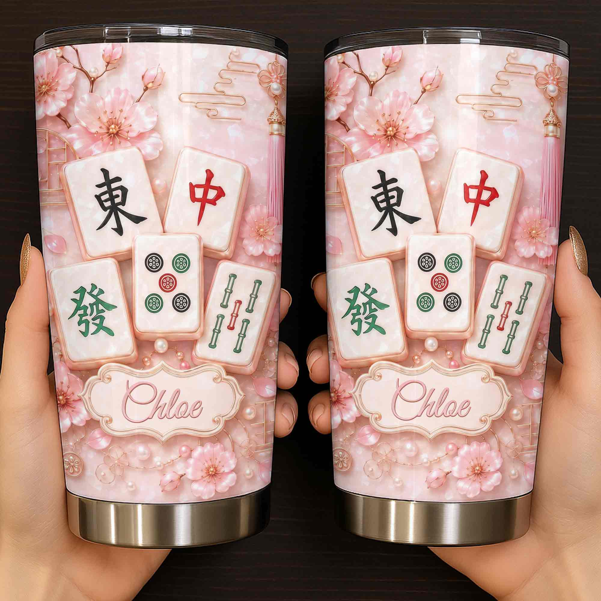 Personalized Cherry Blossom Tumbler Custom Name 20oz Gift for Mom