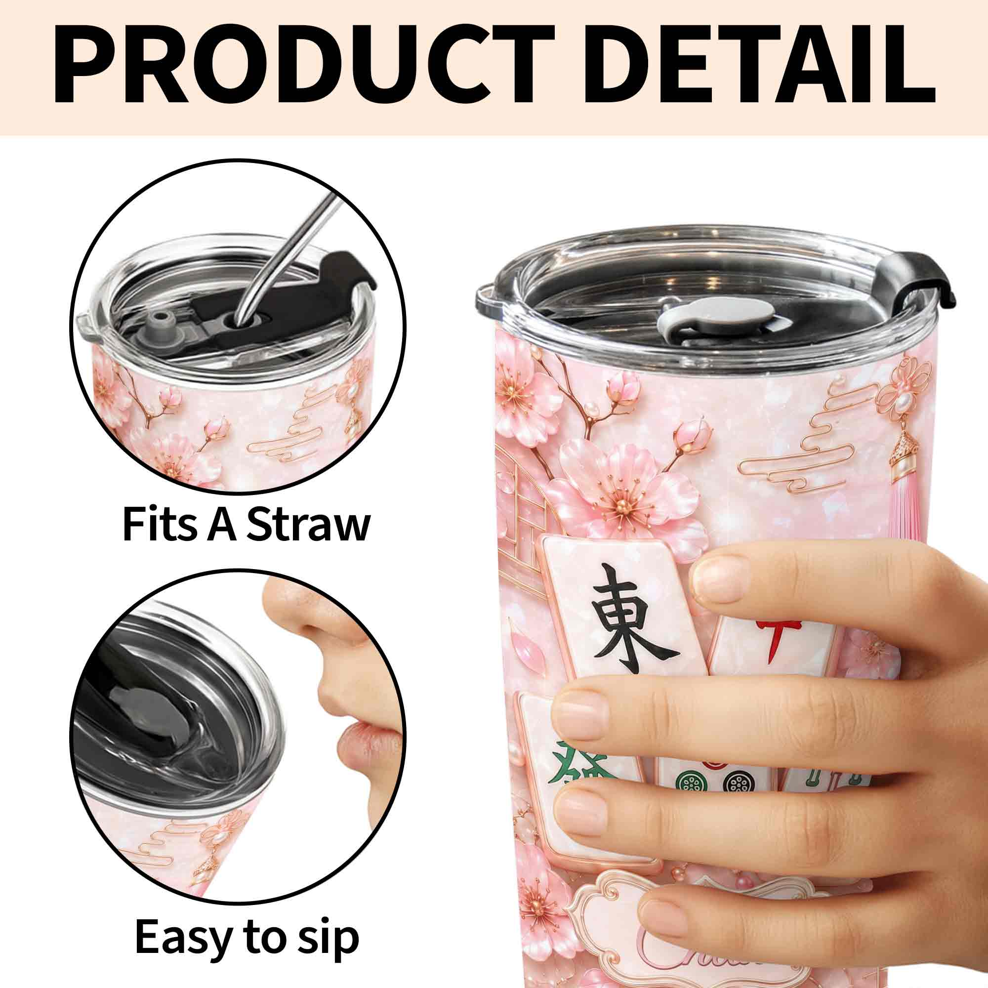 Personalized Cherry Blossom Tumbler Custom Name 20oz Gift for Mom