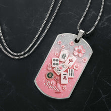 Load image into Gallery viewer, Personalized Mahjong Dog Tag Necklace Custom Name Gift
