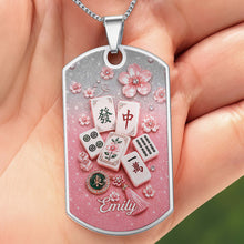 Load image into Gallery viewer, Personalized Mahjong Dog Tag Necklace Custom Name Gift
