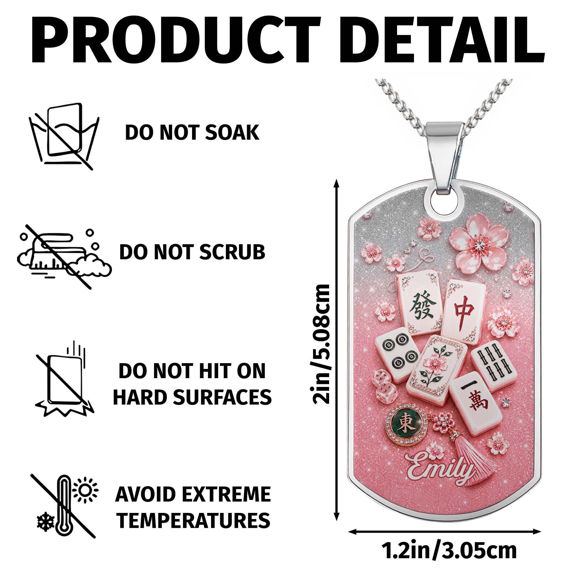 Personalized Mahjong Dog Tag Necklace Custom Name Gift