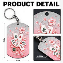 Load image into Gallery viewer, Personalized Cherry Blossom Mahjong Keychain Custom Engraving Gift

