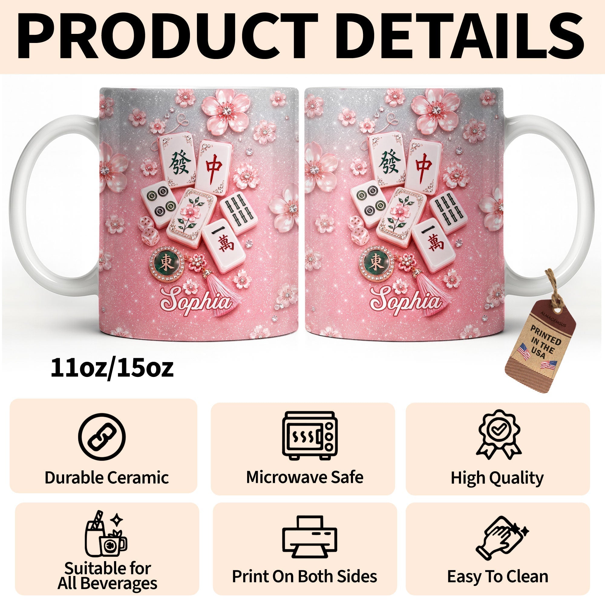 Personalized Mahjong Tiles Coffee Mug Custom Gift for Mom