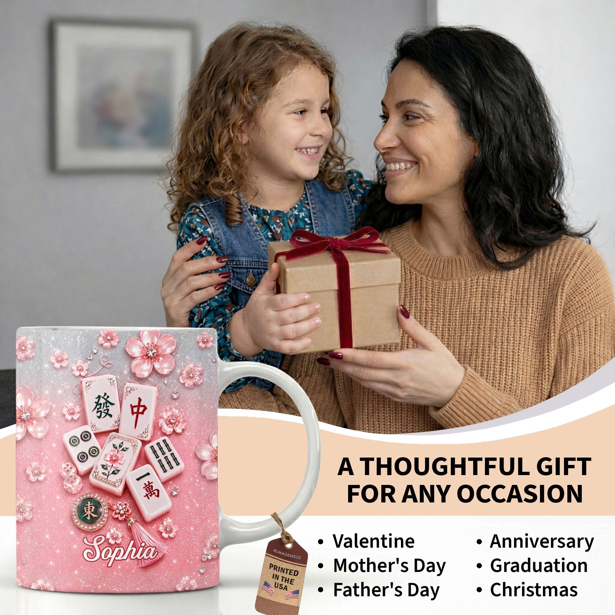 Personalized Mahjong Tiles Coffee Mug Custom Gift for Mom