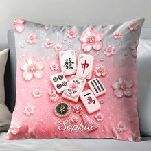 Load image into Gallery viewer, Personalized Cherry Blossom Mahjong Tile Pillow Custom Gift
