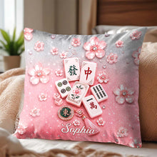 Load image into Gallery viewer, Personalized Cherry Blossom Mahjong Tile Pillow Custom Gift
