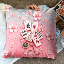 Load image into Gallery viewer, Personalized Cherry Blossom Mahjong Tile Pillow Custom Gift
