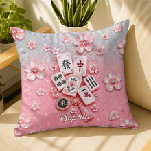 Load image into Gallery viewer, Personalized Cherry Blossom Mahjong Tile Pillow Custom Gift
