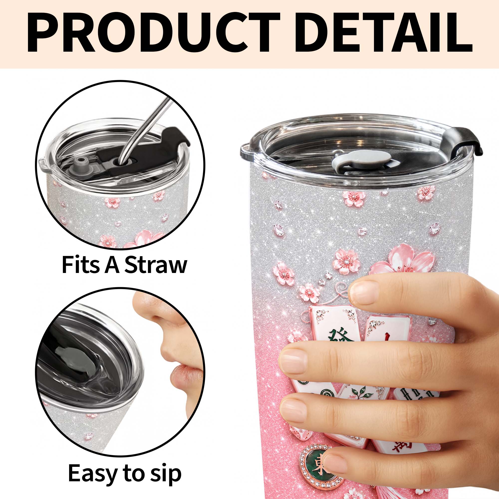 Personalized Mahjong Game Tumbler Custom Name 20oz Gift for Her
