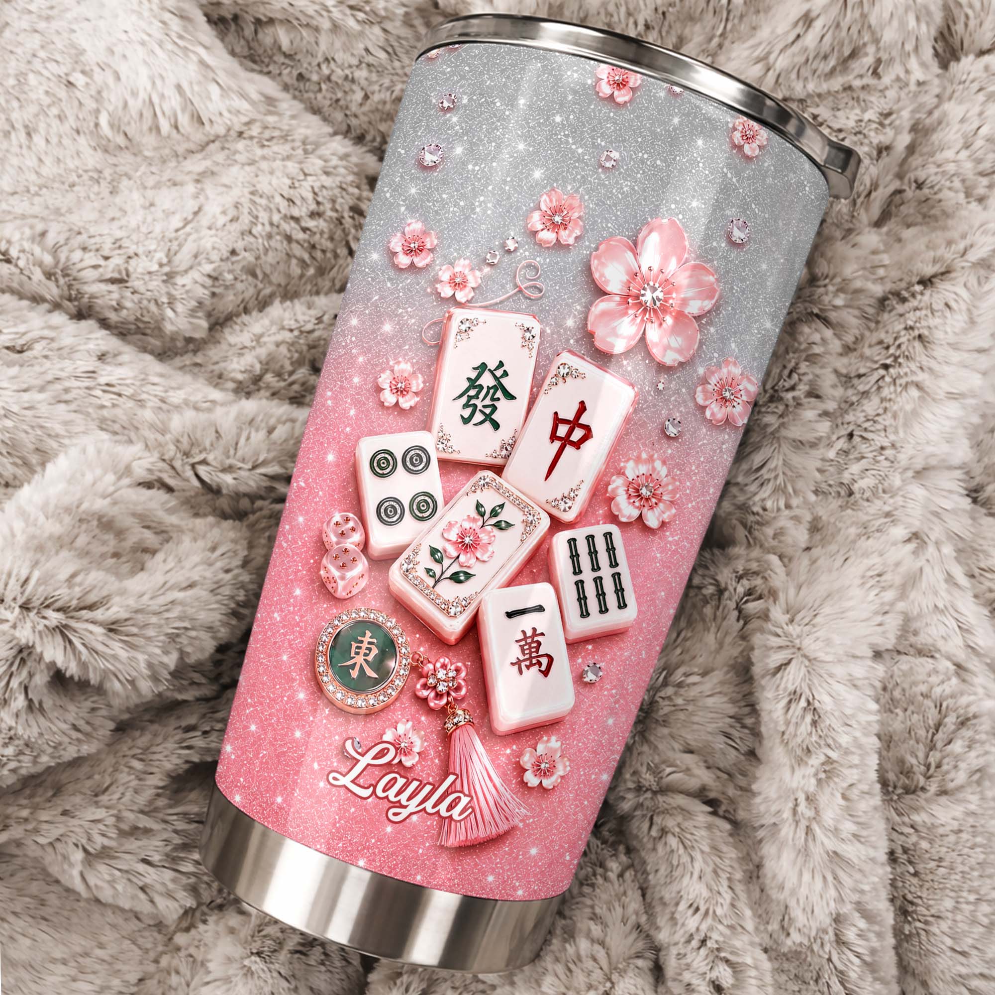 Personalized Mahjong Game Tumbler Custom Name 20oz Gift for Her