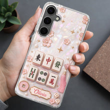 Load image into Gallery viewer, Personalized Clear Phone Case with Cherry Blossoms for Mahjong Lovers
