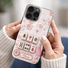 Load image into Gallery viewer, Personalized Clear Phone Case with Cherry Blossoms for Mahjong Lovers
