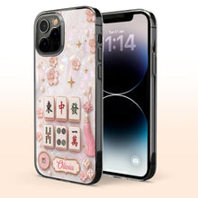 Load image into Gallery viewer, Personalized Clear Phone Case with Cherry Blossoms for Mahjong Lovers
