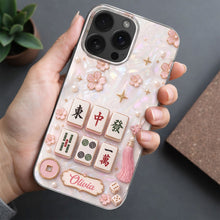 Load image into Gallery viewer, Personalized Clear Phone Case with Cherry Blossoms for Mahjong Lovers

