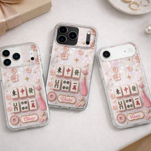Load image into Gallery viewer, Personalized Clear Phone Case with Cherry Blossoms for Mahjong Lovers
