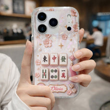 Load image into Gallery viewer, Personalized Clear Phone Case with Cherry Blossoms for Mahjong Lovers
