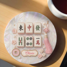 Load image into Gallery viewer, Personalized Mahjong Mother of Pearl Coaster Custom Name Gift
