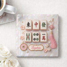 Load image into Gallery viewer, Personalized Mahjong Tiles Ceramic Coaster Custom Gift for Her
