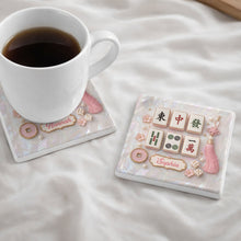 Load image into Gallery viewer, Personalized Mahjong Tiles Ceramic Coaster Custom Gift for Her
