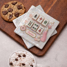 Load image into Gallery viewer, Personalized Mahjong Tiles Ceramic Coaster Custom Gift for Her
