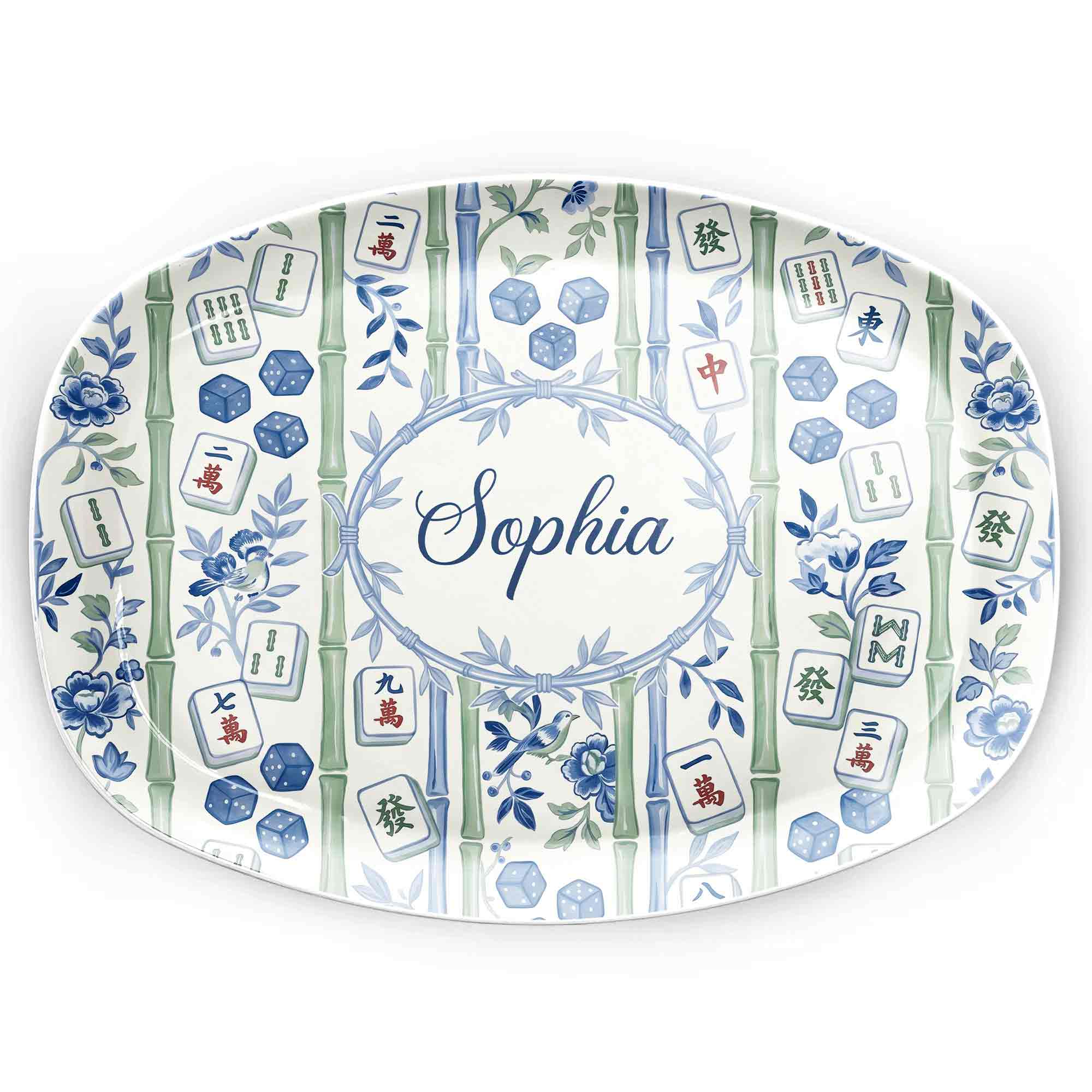 Personalized Floral Mahjong Plate Custom Name Gift for Mom