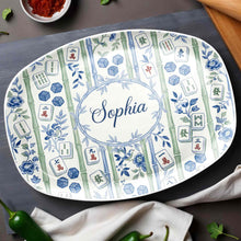 Load image into Gallery viewer, Personalized Floral Mahjong Plate Custom Name Gift for Mom
