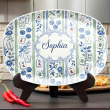 Load image into Gallery viewer, Personalized Floral Mahjong Plate Custom Name Gift for Mom
