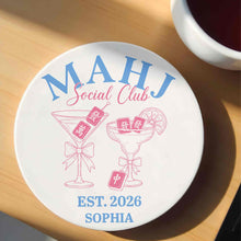 Load image into Gallery viewer, Personalized Mahjong Lover Ceramic Coaster Custom Name Gift
