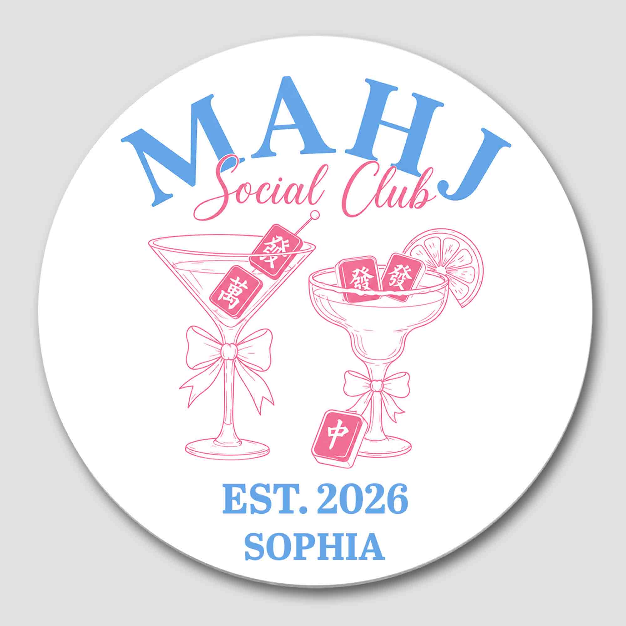 Personalized Mahjong Lover Ceramic Coaster Custom Name Gift