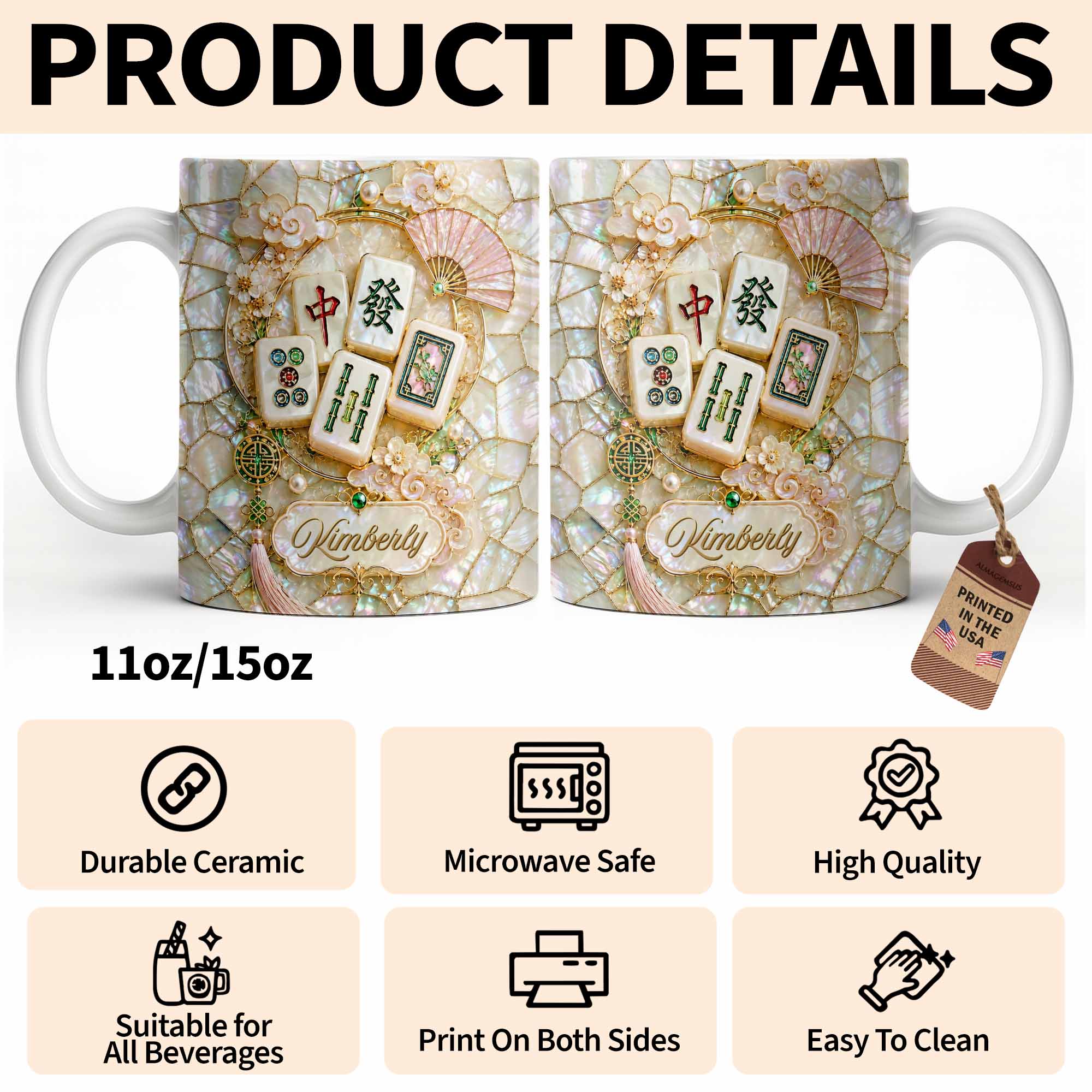 Personalized Mahjong Tile Coffee Mug Custom Gift for Mom