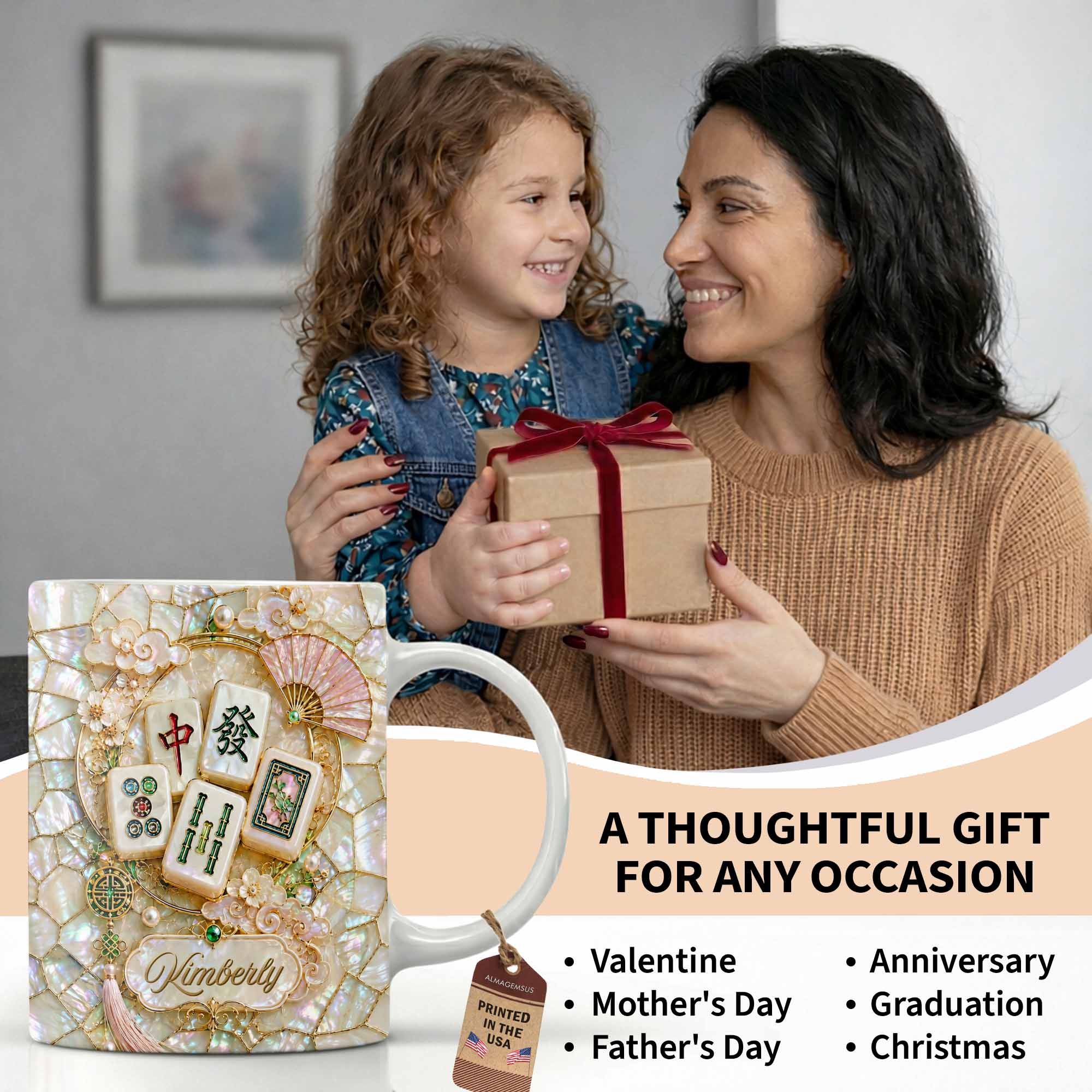 Personalized Mahjong Tile Coffee Mug Custom Gift for Mom