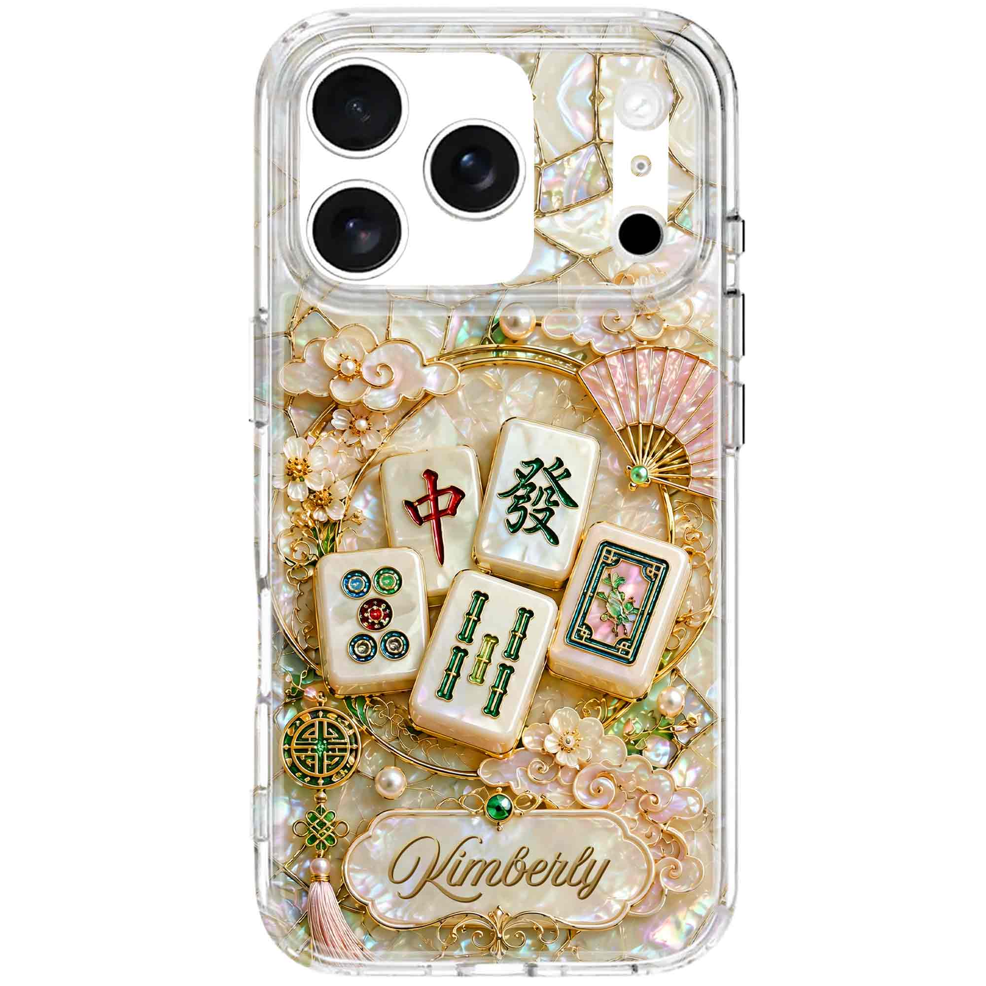 Personalized Floral Clear Phone Case Custom Name Gift for Mom