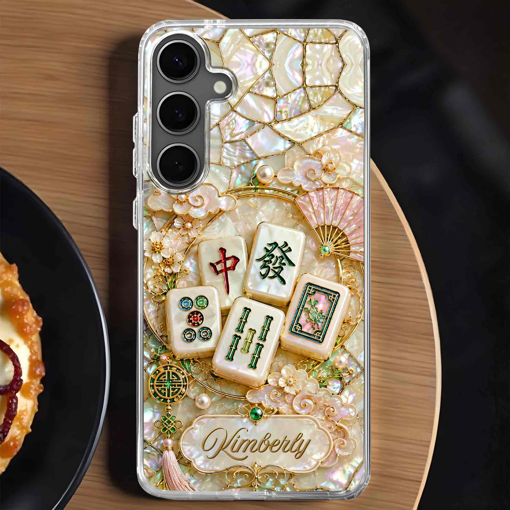 Personalized Floral Clear Phone Case Custom Name Gift for Mom