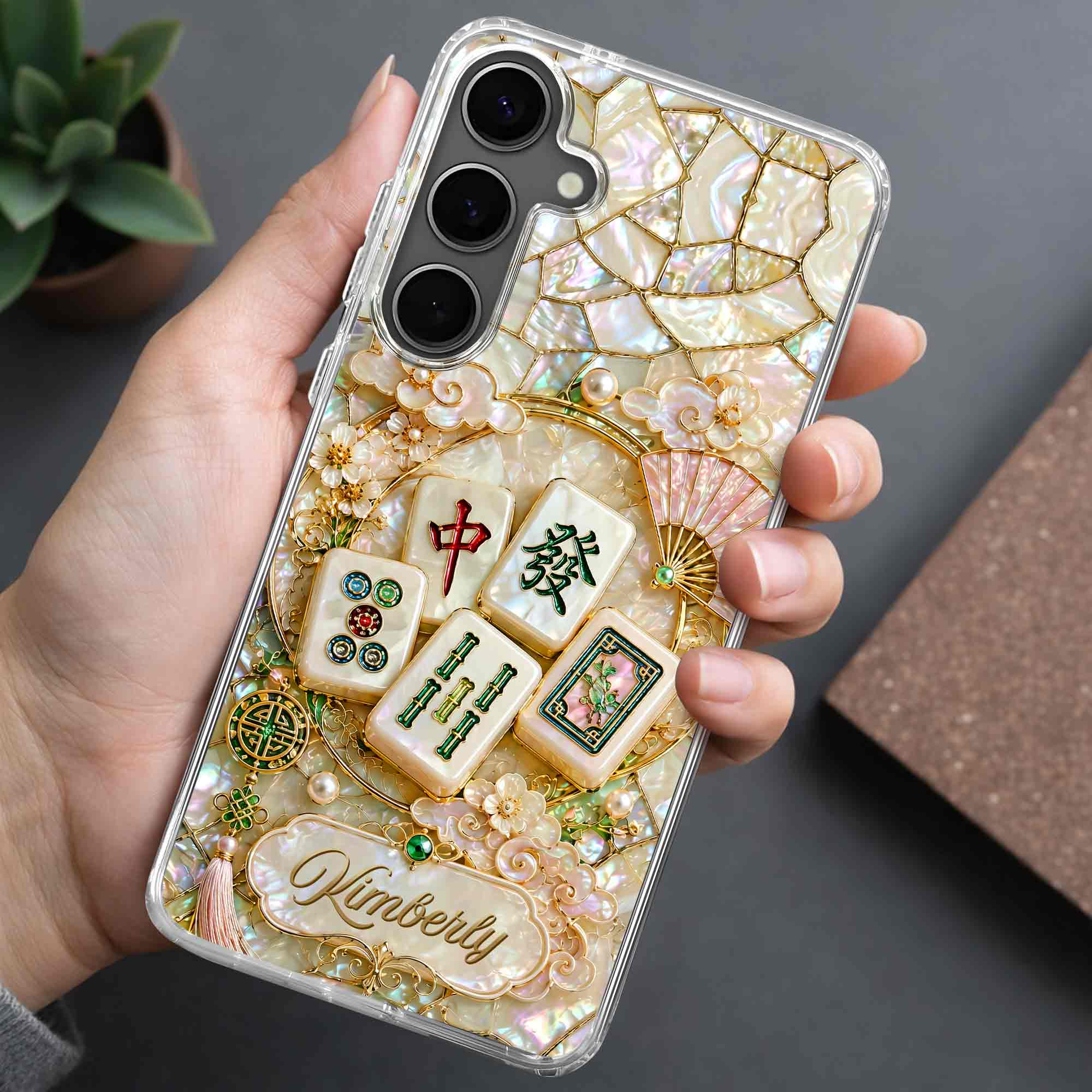 Personalized Floral Clear Phone Case Custom Name Gift for Mom